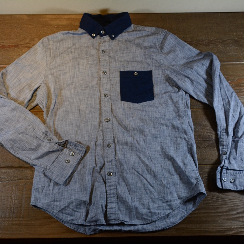 Blue and Gray Express Button Down